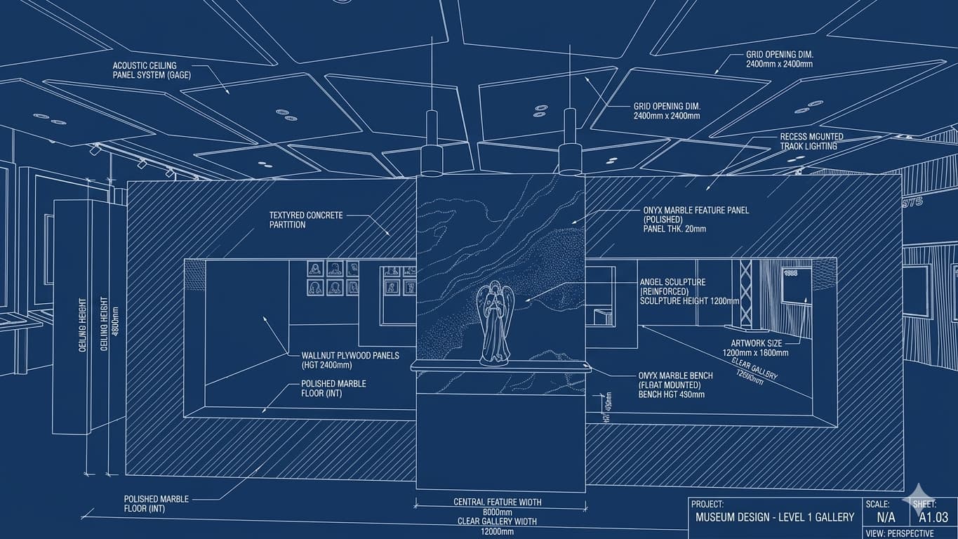 Drafting and blueprint for AHQ Museum