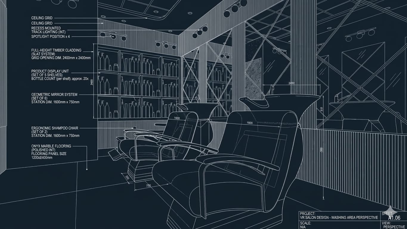 Drafting and blueprint for Elite Salon